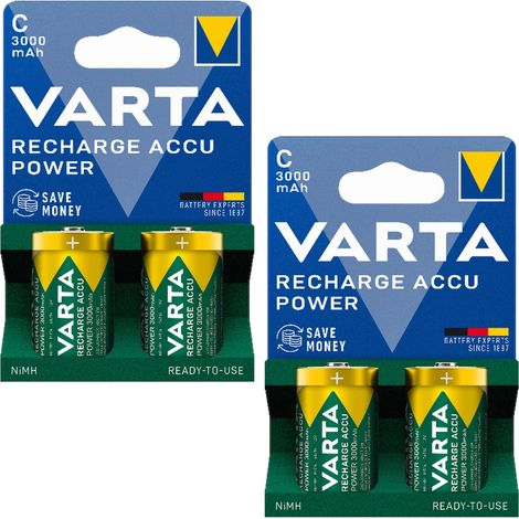 Batería recargable cilíndrica NiMH VARTA POWER C de 3000 mAh (2 unidades)