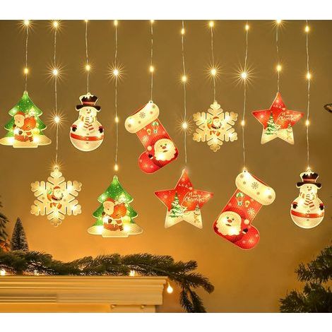 10PCS Décoration Lumineuse Fenêtre Noël Intérieur, 3M 100 LEDs 3D Lumières de Noël, 8 Modes USB Rideau Lumineux Noël Fenêtre, pour Décoration Intérieure ou Extérieure Maison Fête, Déco de Chambre,parf (1/5)