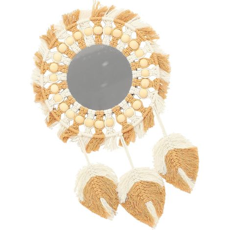 Miroir Rond Suspendu en Corde de Coton Tissée Décoratif pour Chambre à Coucher, Style Moderne et Charmant, pour Décoration Murale Couloir ou Salle à Manger (1/5)