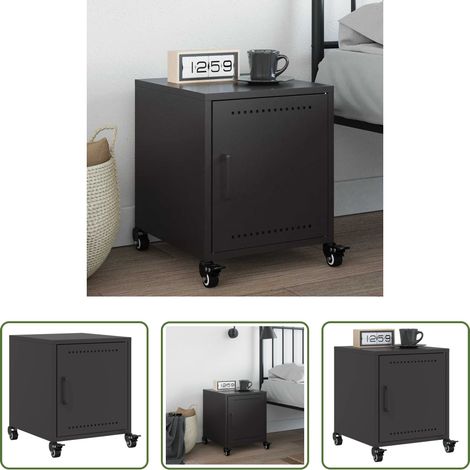Nachtschrank - Nachttisch Schwarz 36x39x43,5 cm Stahl (1/5)