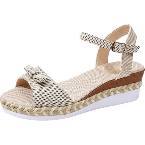 Sandalias de verano de mujer con puntera abierta y suela gruesa - Estilo casual y cómodo - Sandalias de verano lisas e informales, negras, talla EU 39.5 (1/5)