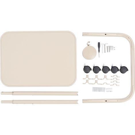 Table de lit Beige, réglage de la hauteur sur 3 niveaux, plateau magnétique pliable, chevet inclinable pour chambre à coucher, dortoir, camping-car, salon (1/5)