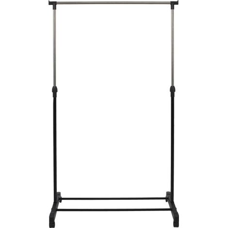Paris Prix – Portant à vêtements en métal sur roulettes – Hauteur réglable 90-160 cm – Charge max 10 kg – Couleur noir