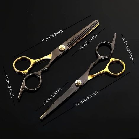 La tondeuse à cheveux professionnelle de 6 pouces. de haute qualité et plaquée or. est adaptée à la coupe. à l'effilage. etc.. et constitue l'outil idéal pour les barbiers (ensemble). (1/5)