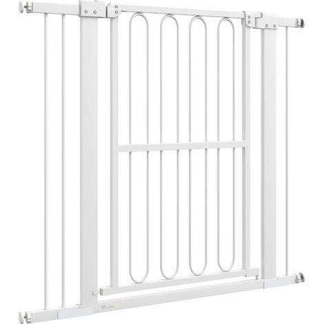 Puerta de seguridad para perros 76-104 cm, acero blanco, sin taladro MODENUIT (1/4)