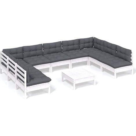 Maison Exclusive - Muebles de jardín 10 pzas y cojines blanco mad (1/5)