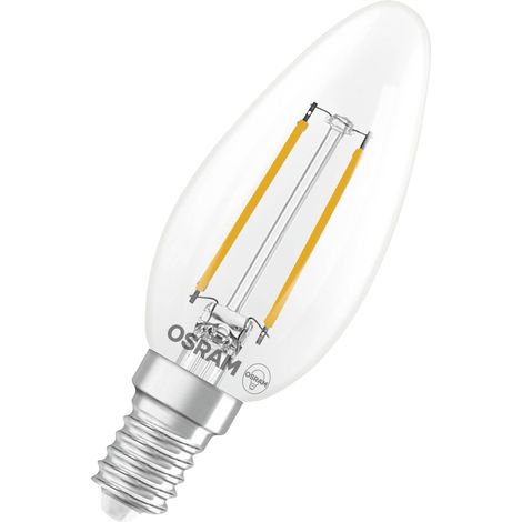 OSRAM Lampe LED  Superstar B25 à filament en forme de bougie, intensité variable, blanc chaud 2 700 K, 1,8 W, E14, transparente, 250 lm, 15 000 h, pour lustres et lampes de chevet (1/4)