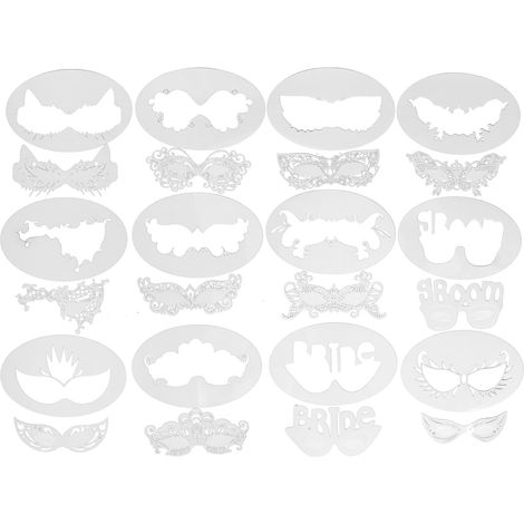 Pochoir Visage - Kit 12 Motifs - En Pet Souple Et Réutilisable - Pour Maquillage Fête Halloween - Adulte Et Enfant (1/5)
