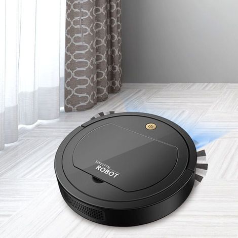 Aspirateur robot, aspirateur robot puissant, anti-collecte, anti-chute, multi-mode, pour le nettoyage des poils d'animaux/de la poussière/du sol, silencieux (noir) (1/4)