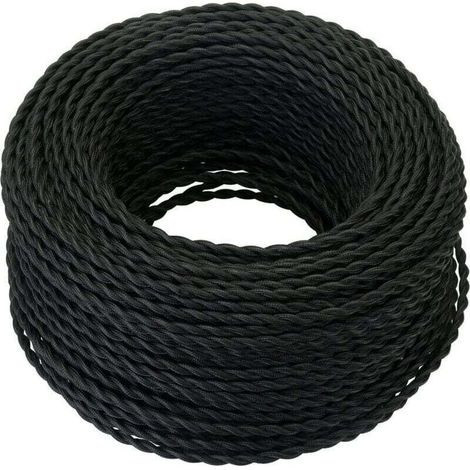 Câble Electrique Textile 10M，Rétro Corde de chanvre tressé torsadée Câble 2x0,75 mm², 2 fils torsadés toronnés，pour DIY Pendentif Lampe/Noir.. (1/4)