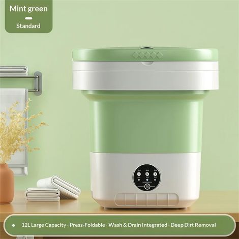 (Vert) Mini bassine de lavage pliable de 12 L, compacte et portable pour les voyages et la maison (1/5)