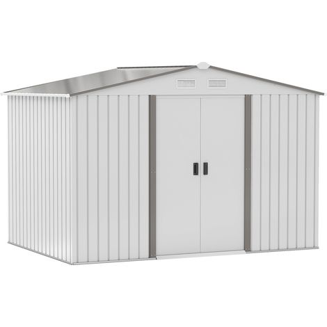 Casetta da Giardino con Doppie Porte Scorrevoli 277x195x192 cm in Acciaio e Polipropilene Argento (1/5)