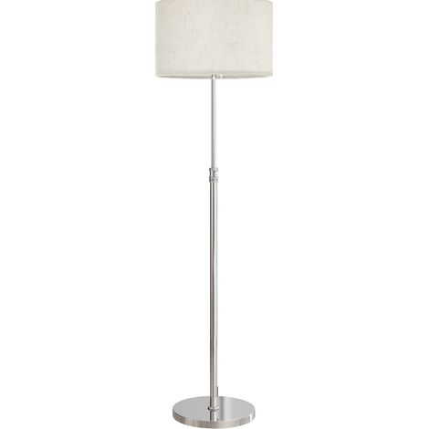 Lámpara de pie regulable en altura con pantalla de tela y mando a distancia, beige (1/5)