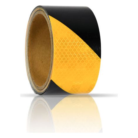 LaBlanc - Cinta reflectante de seguridad autoadhesiva de 5 cm x 3 m, rollo de cinta reflectante, catadióptrico retrorreflectante autoadhesivo, negro y amarillo. (1/5)