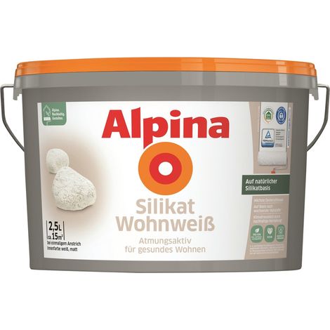 Alpina Silikat Wohnweiß Wandfarbe 2,5 L