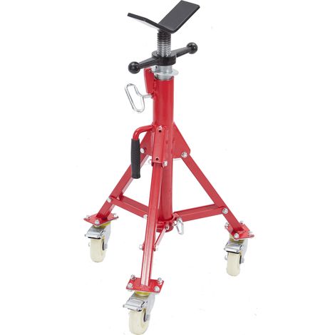 Support de tuyau robuste pour atelier et garage - Tréteau V-Head réglable avec roulettes - Hauteur 71-132 cm - Charge 500 kg - Idéal pour soudage et filetage - Acier pliable - Adapté aux tuyaux 1/8"-1 (1/5)