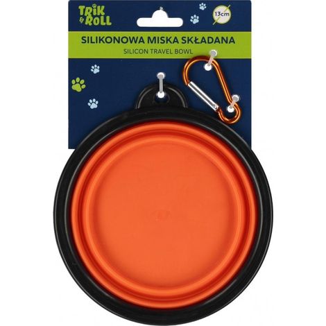 Bol plegable de silicona naranja de 13 cm