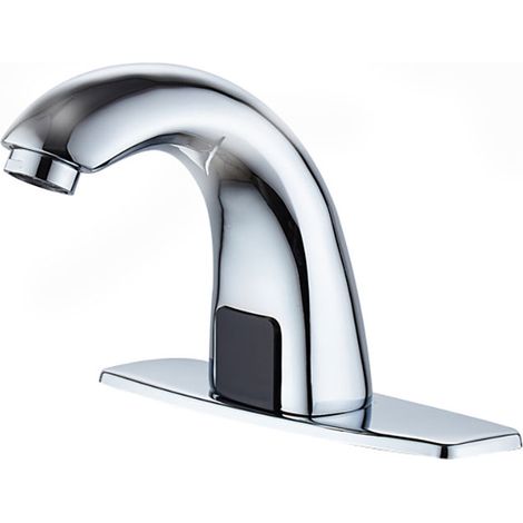 Robinet de salle de bain sans contact avec détecteur de mouvement automatique avec plaque de recouvrement et mélangeur de température, robinet mains libres activé par le mouvement, robinet