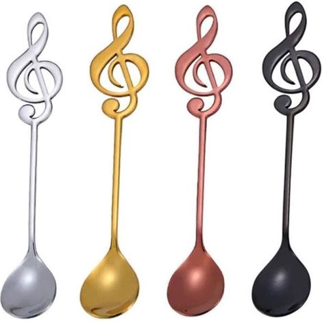 Note de Musique, Cuillère Musique, Cuillère Note Musique, Acier Inoxydable, pour Gâteaux Confiture Crème Glacée (4 Couleurs) (1/4)