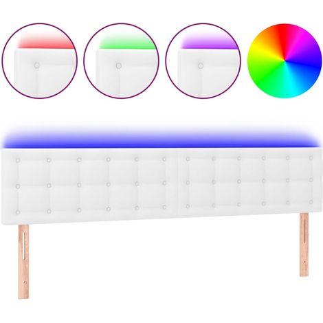 Tête de lit,Panneau décoratif à LED Blanc 180x5x78/88 cm Similicuir CFW2610898 (1/5)