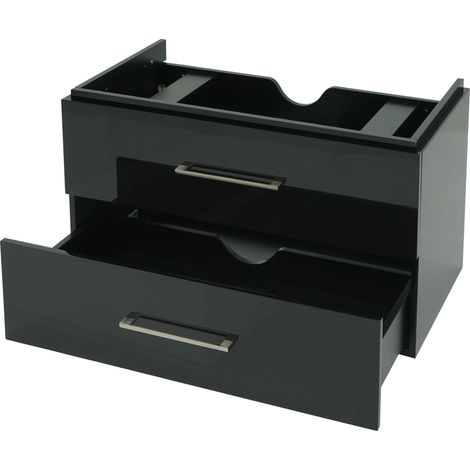 Premium Waschbeckenunterschrank HHG-245, Waschtischunterschrank Waschtisch Badmöbel, hochglanz 90cm schwarz