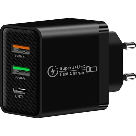 Chargeur USB-C 48 W, prises UE et US, charge rapide USB PD QC 3.0, compatible iPhone, Samsung et Xiaomi, adaptateur de voyage. (1/5)