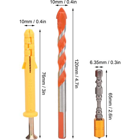 Magnetischer Bohrer mit Sechskantschaft + 10-mm-Wandsägenbohrer + Schraubenset zur Befestigung von Bilderrahmen (1/4)