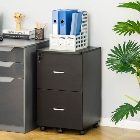 Noir 43x45x72 cm - Unité à tiroirs de bureau Mobilier auxiliaire doté de 2 tiroirs à clés pour bureau d’étude (1/4)