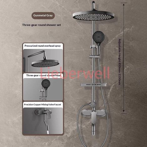 Ensemble de douche de luxe tout en cuivre avec pommeau de pulvérisation, robinet de bain spa intégré et système de pluie haute pression pour usage domestique (1/5)