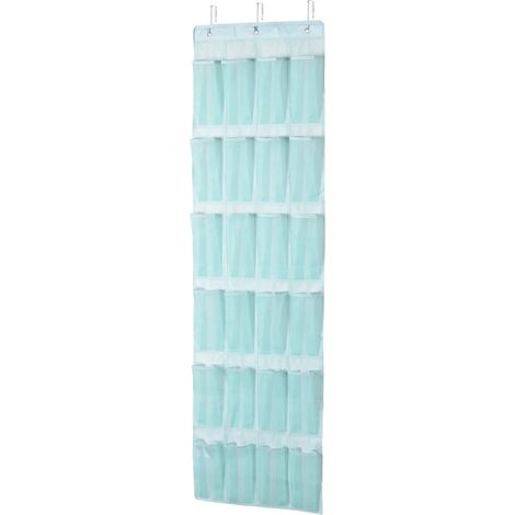 Rangement suspendu de porte avec 24 poches, couleur jade, 47 x 6.3 x 165 cm (1/5)