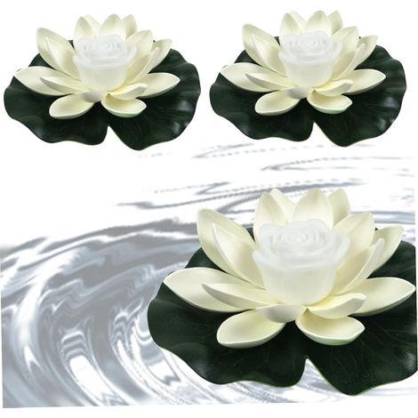Lot de 3 lampes flottantes pour piscine, lampe solaire pour bassin, lampe flottante en forme de fleur de lotus à changement de couleur, lampe flottante LED réaliste en forme de nénuphar fonctionnant s (1/5)