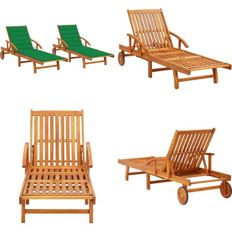 Sonnenliegen 2 Stk. mit Auflagen Massivholz Akazie - Holz-Sonnenliegen - Gartenmöbel - Akaziengartenmöbel - Outdoor Möbel - Lounge Chair - Home & Living (1/5)
