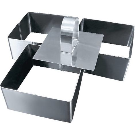 Juego de aros para postre de 8 x 4 cm de alto / 3 piezas cuadradas