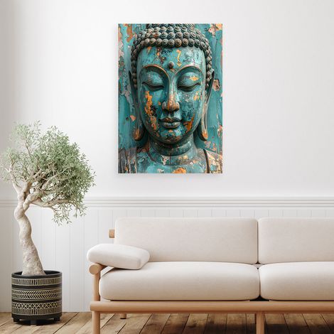 Wandbild Türkisfarbener Buddha Meditation Zen Spa 40x60 (1/4)