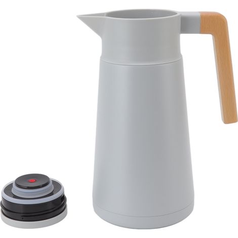 Große 2-Liter-Kaffeekanne, breiter Griff, Edelstahl 304, Vakuumisolierung, Haushalts-Thermoskanne, grau (1/5)