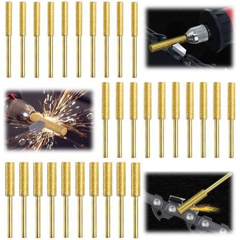 30 Piezas Gabarit Affutage Chaine de Tronconneuse, Diamant Affuteur Affuteuse de Chaine Tronçonneuse, Lime pour Chaine de Tronconneuse, 3 Tailles Différentes pour Tronçonneuse Affûter et Poncer