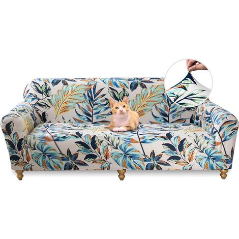 1 Housse de canapé, extensible en spandex, motif feuilles, antidérapante, lavable, pour salon (1/5)