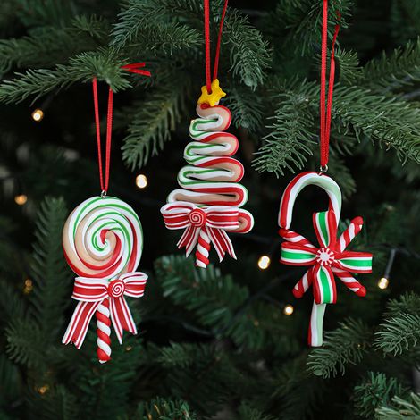 Sollbry Lot de 3 pendentifs pour sapin de Noël - Ornements en pain d'épices - Décoration de sapin de Noël à suspendre(3 styles) (1/5)
