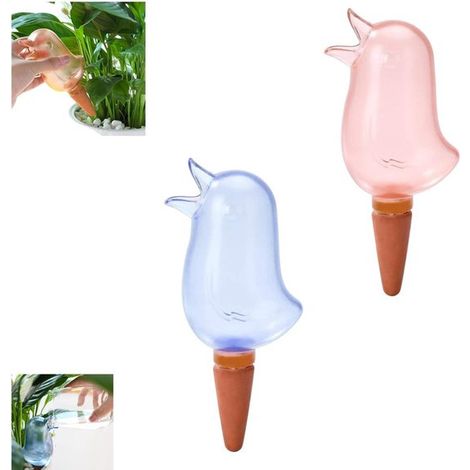 Lot de 2 - Goutte-goutte - Système d'arrosage automatique - Arrosage pour plantes d'intérieur - Motif oiseau - Approvisionnement suffisant en eau pendant vos vacances (1/5)