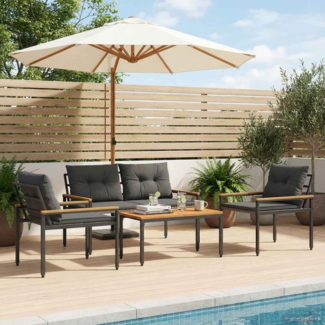 vidaXL Juego de muebles de exterior 4 uds. 4 plaza Gris oscuro (1/5)