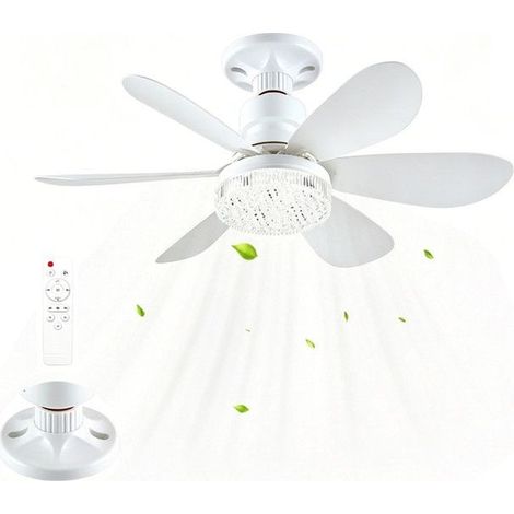 Ventilateur de plafond avec éclairage 6 pales,40W 52cm,3 Vitesses,LED Ventilateur Dimmable Plafonnier avec Telecommande,Blanc (1/5)