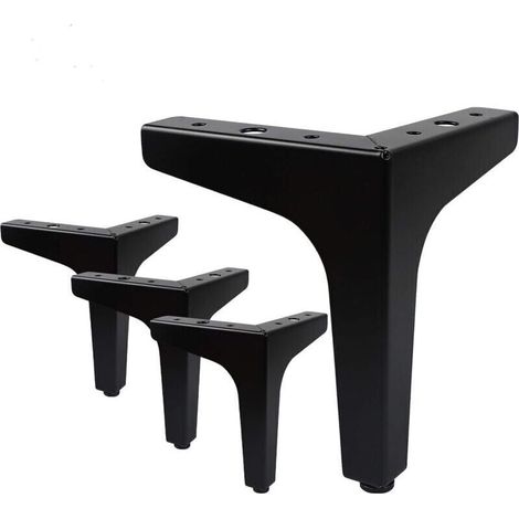 Set di 4 gambe per mobili con portata fino a 600 kg, gambe per tavolo in metallo triangolari moderne, gambe per mobili a forcina per armadi, divani, 4 protezioni per i piedi, nero (15 cm) (1/4)