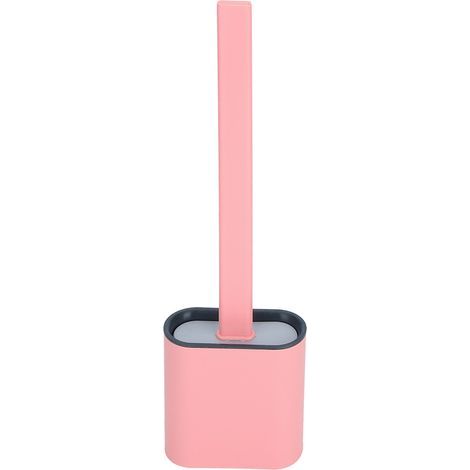 Wandmontierte WC-Bürste mit langem Griff und Halterung, Reinigungsbürsten-Set für Badezimmeraccessoires, Rosa (1/5)