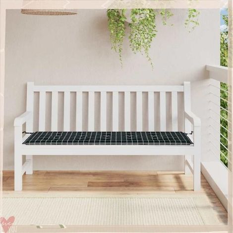 361158 Coussin de banc de jardin carreaux noir 150x50x4cm tissu oxford (1/5)