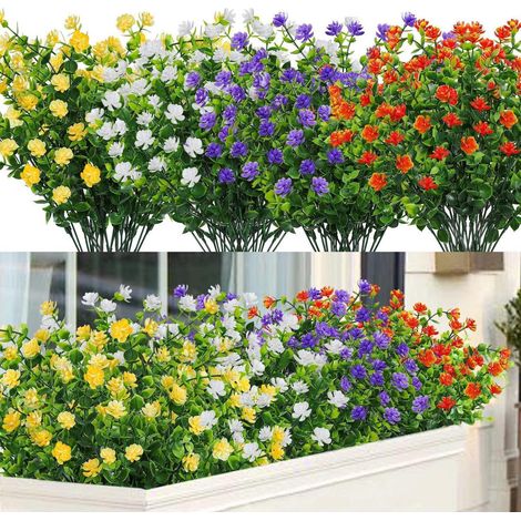 Künstliche Blumen 8 Stück UV-beständig für Haus & Garten, Eukalyptus Deko (1/5)