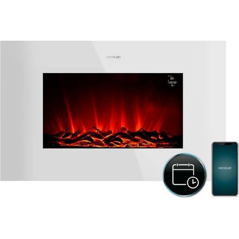 Cecotec – Chimenea eléctrica decorativa 35” con mando y WiFi – Potencia 2000W – Calor para estancias de hasta 30 m² – Llama ajustable y temporizador