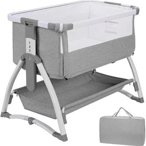 Portable Baby Cot, Bedside Sleeper, Bassinet, Rocking Cradle, Diaper Changer, Adjustable Mattress 4 Heights, Playpen Storage (1/5)