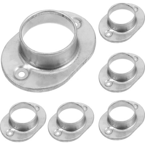Lot de 6 Bases de Tube Rond 48 MM en Acier Zingué Bride Ronde pour Support de Rambarde de Terrasse Fixation Stable et Résistante aux Intempéries Accessoires de Montage pour