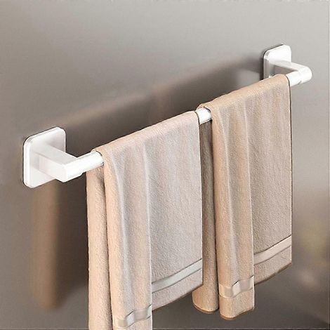 Barre porte-serviettes auto-adhésive, étagères de salle de bain sans perçage, nouvel organisateur de salle de bain, articles ménagers (1/5)