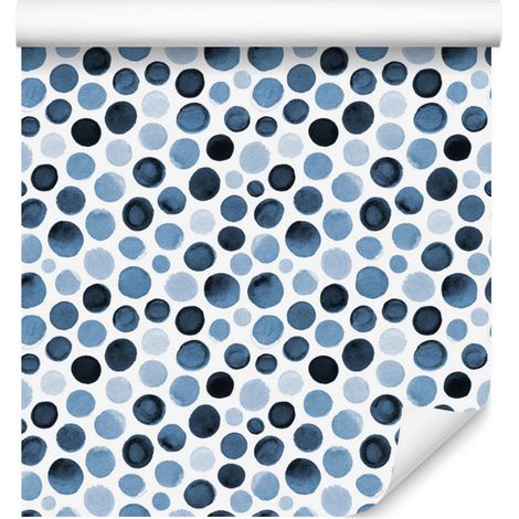 Papier peint à pois bleus pour salon et chambre 50x1000 cm (1/5)
